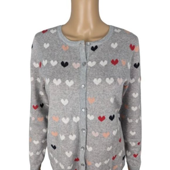 Christopher & Banks Heart Print Button-Front Cardigan S - Picture 3 of 8
